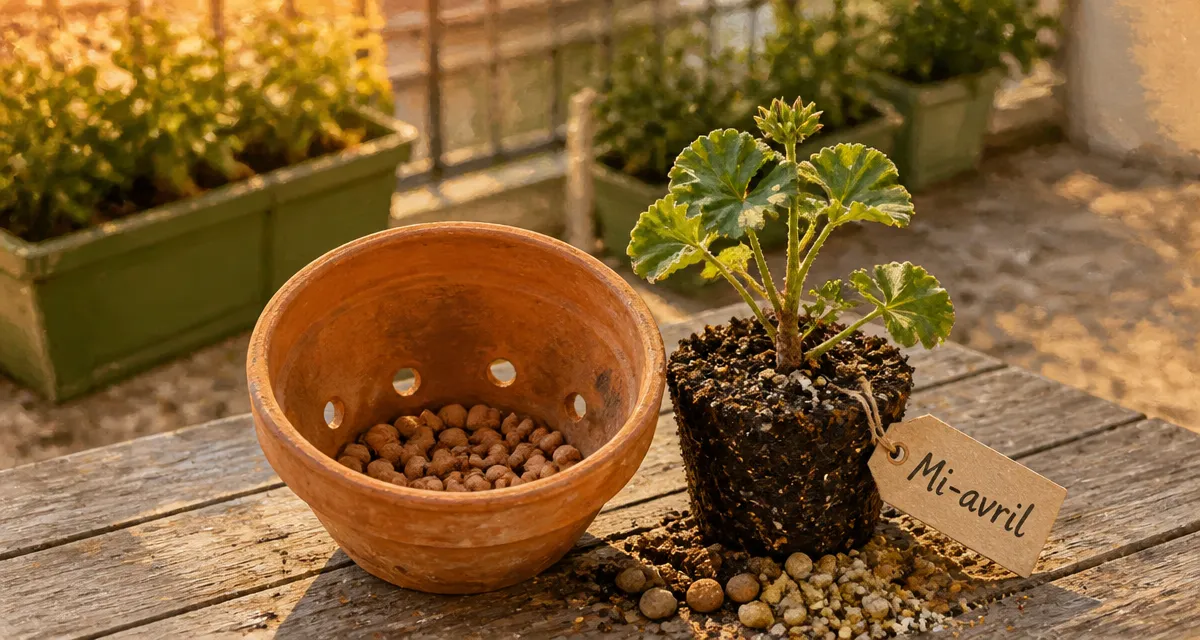 Quand planter geranium : géranium en pot mi-avril, sans gel