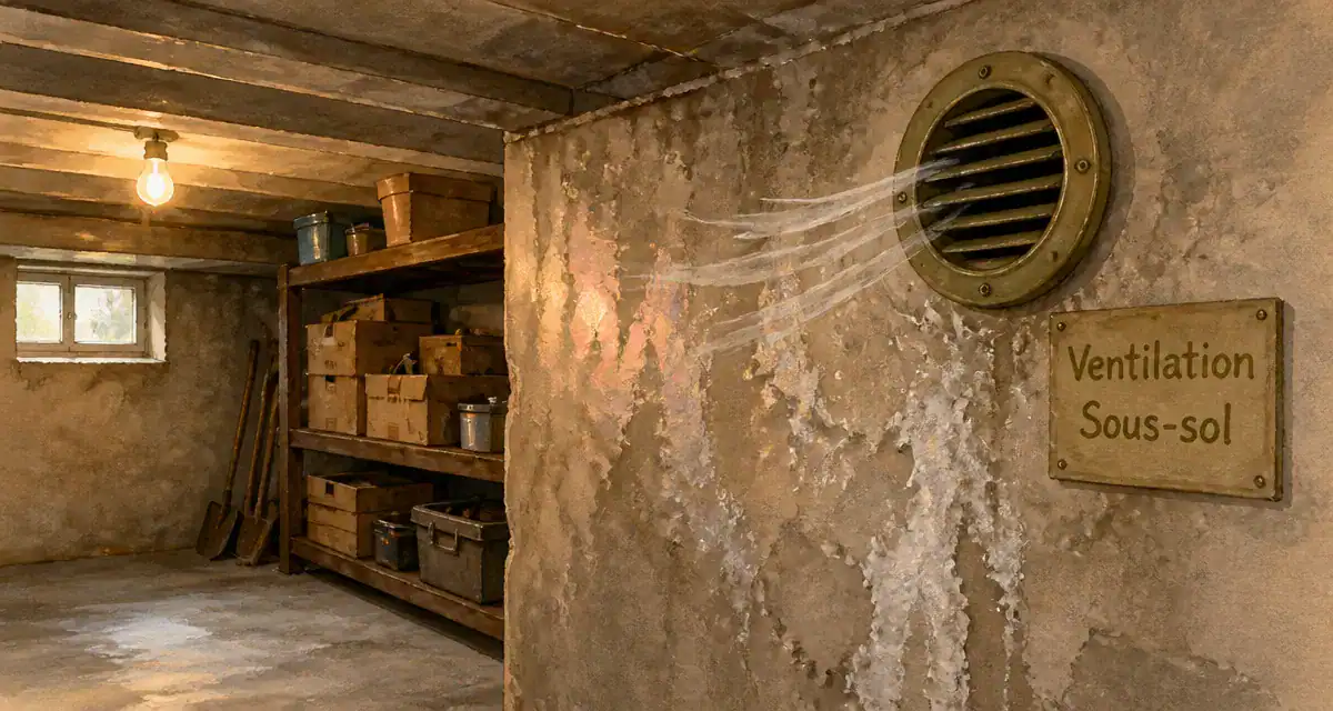 ventilation mecanique sous sol bouche extraction humidité radon