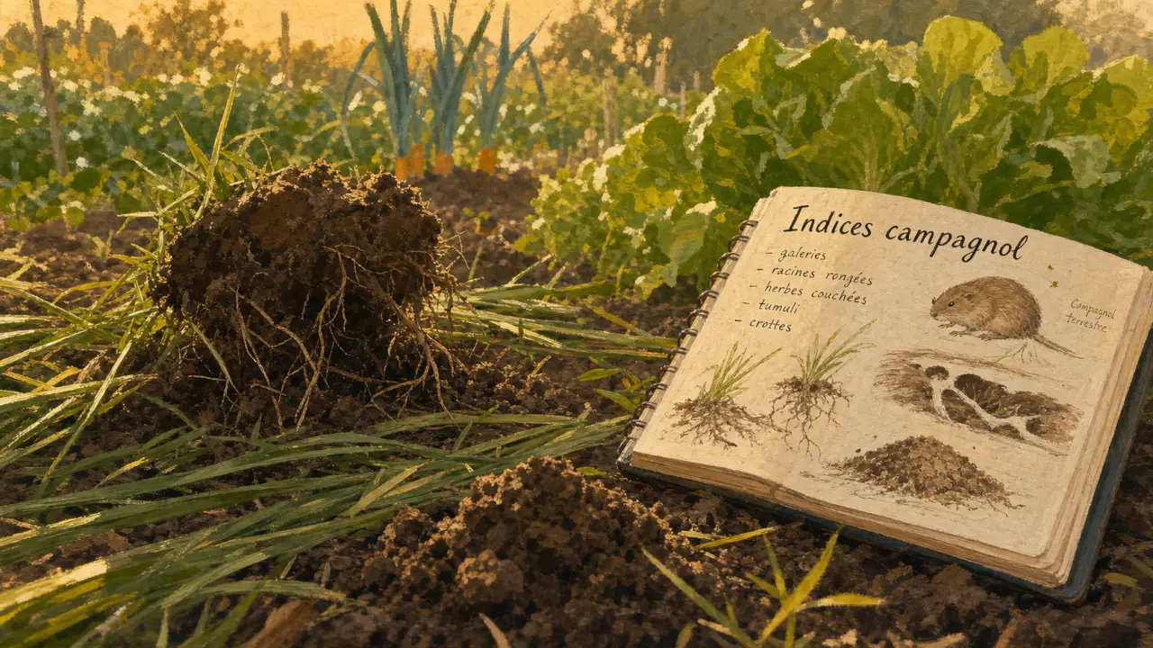 Campagnols : coulées, terriers et dégâts visibles au potager