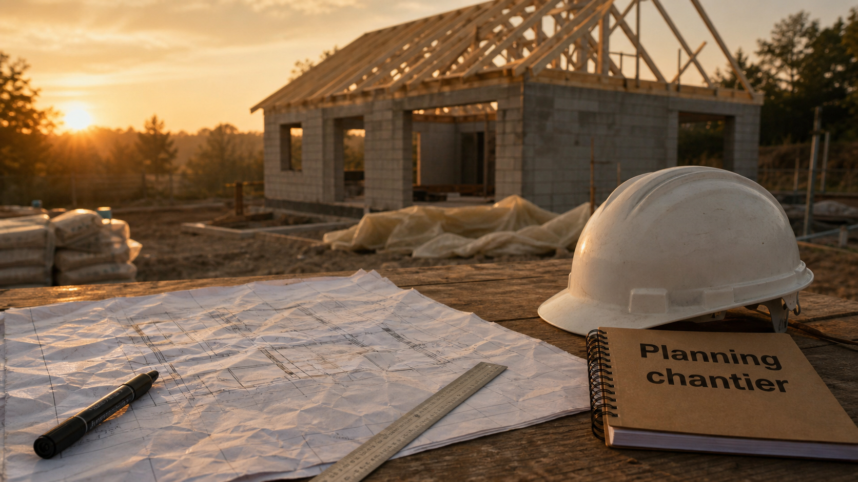 Délai construction maison : planning chantier sur papier