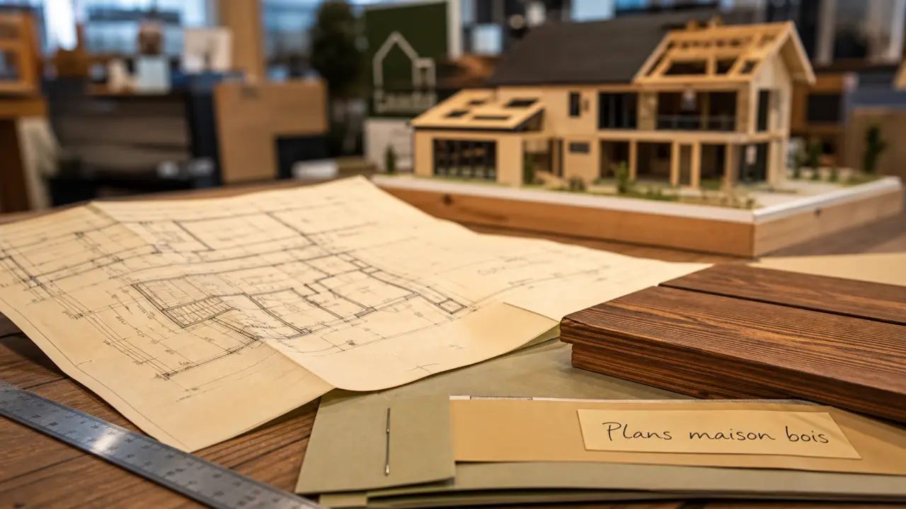 Maison en bois plan : plans et maquette en ossature bois en showroom