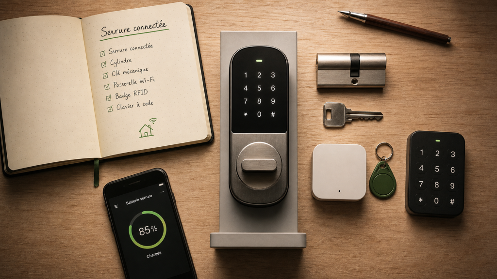 Meilleure serrure connectée rétrofit Matter : clavier, badge RFID, clé