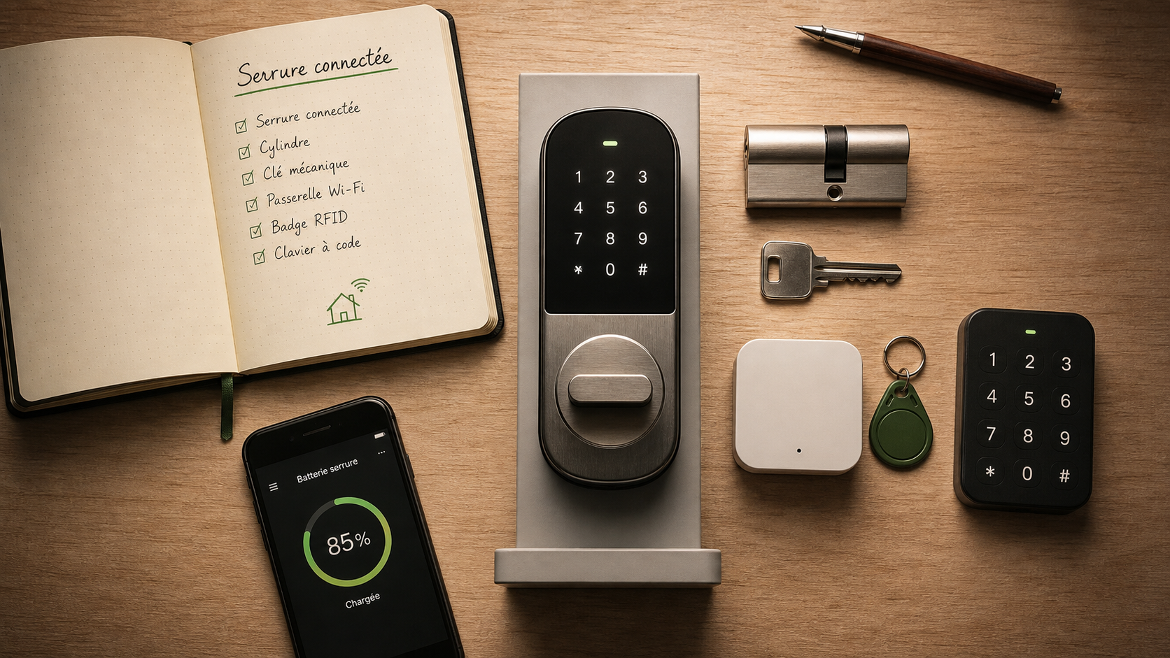 Meilleure serrure connectée rétrofit Matter : clavier, badge RFID, clé