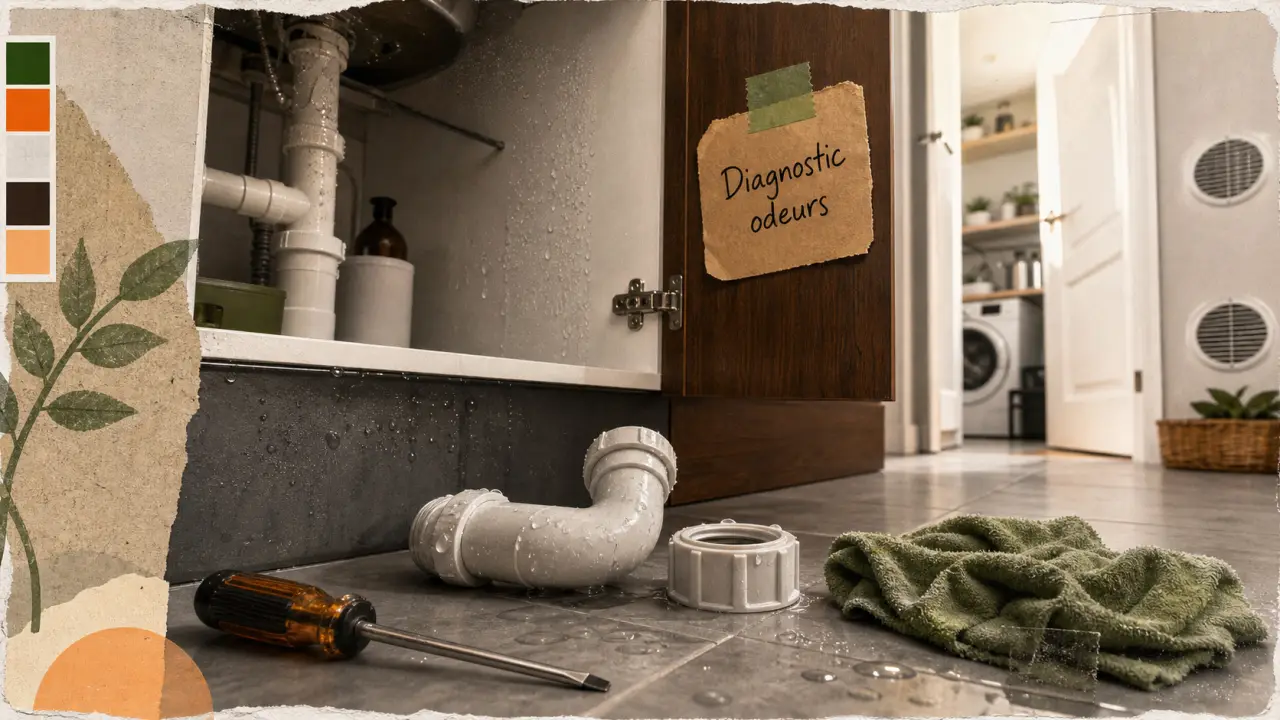Odeur maison introuvable : diagnostic sous évier, siphon et traces