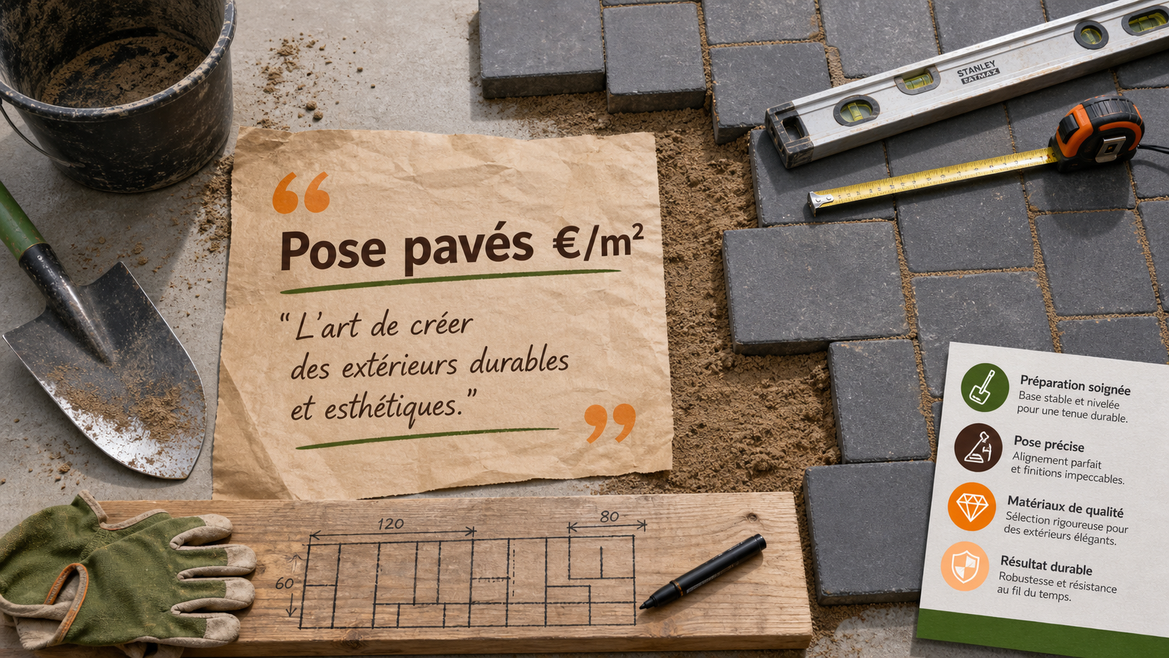 Prix pose pavé m2 sans fourniture : pose pavés sur lit de sable