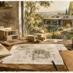 Qu’est-ce qu’une maison d’architecte : atelier avec plans et maquette