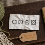 Symbole du seche linge sur étiquette textile : pictogrammes sèche-linge