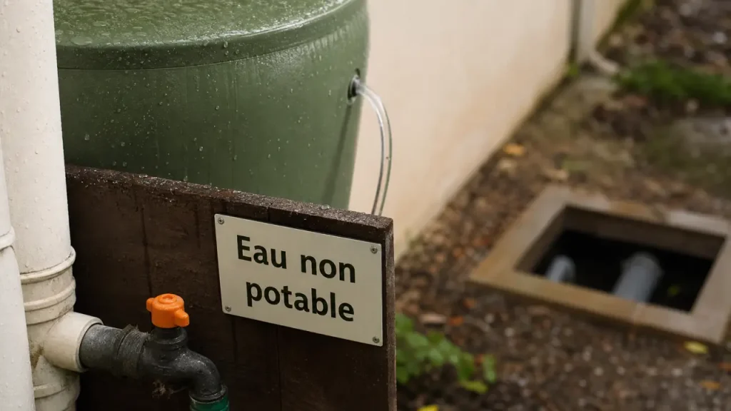 Taxe eau de pluie : cuve non taxée, rejet pouvant l’être