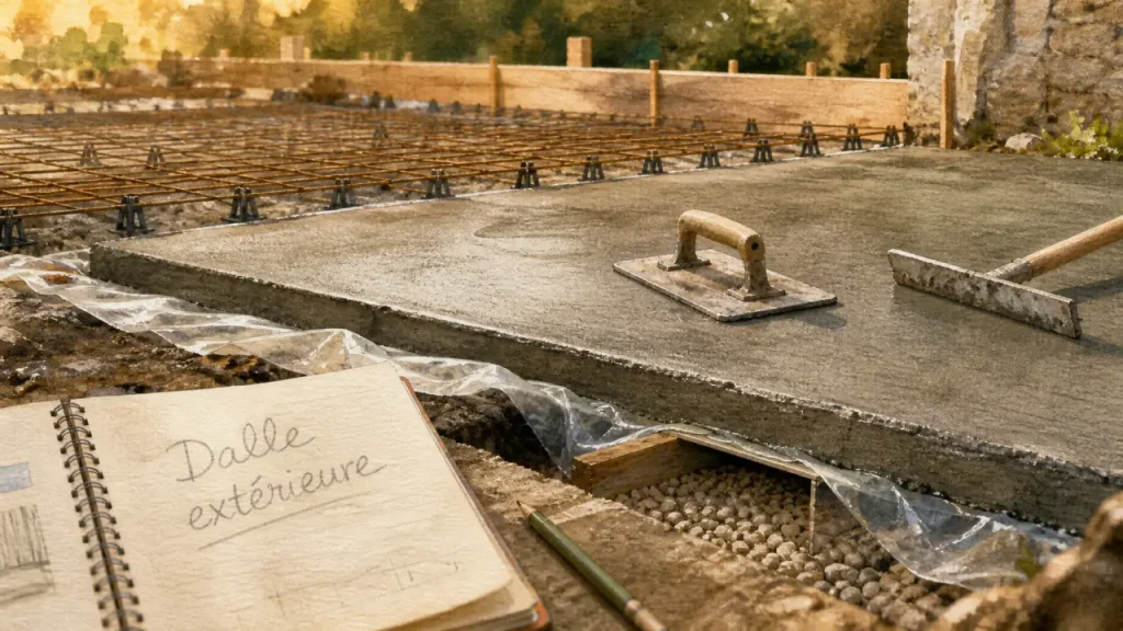 Beton pour dalle exterieur : dalle béton extérieure sur chantier
