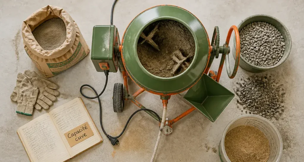 Bétonnière électrique compacte, capacité cuve 100 à 345 L