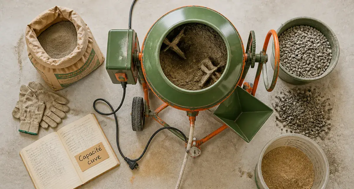 Bétonnière électrique compacte, capacité cuve 100 à 345 L