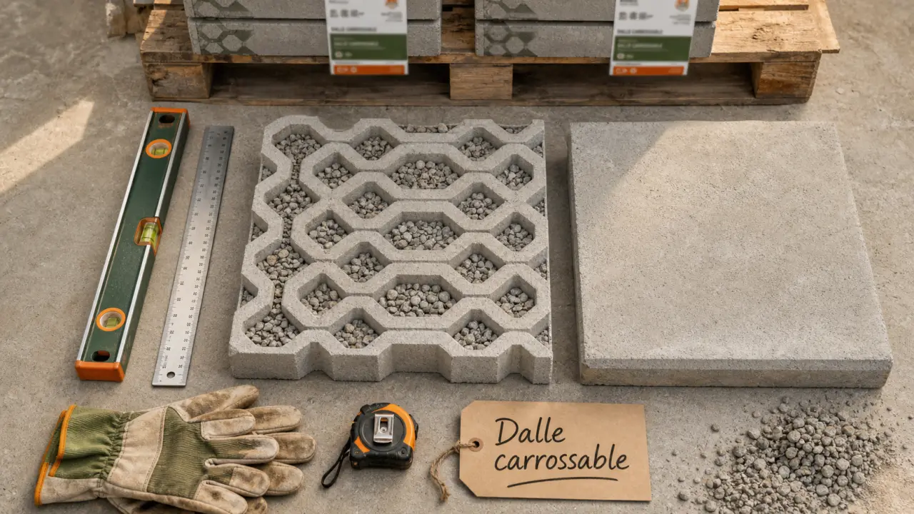 Dalle béton carrossable au sol : épaisseur et prix au m²