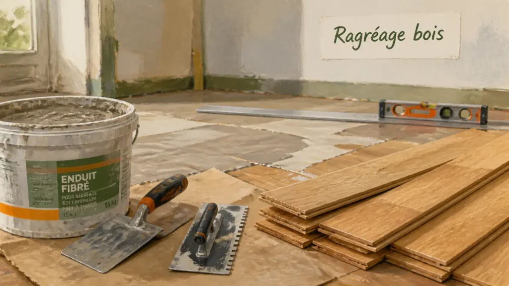 Ragréage sur plancher en bois : enduit souple et lissage