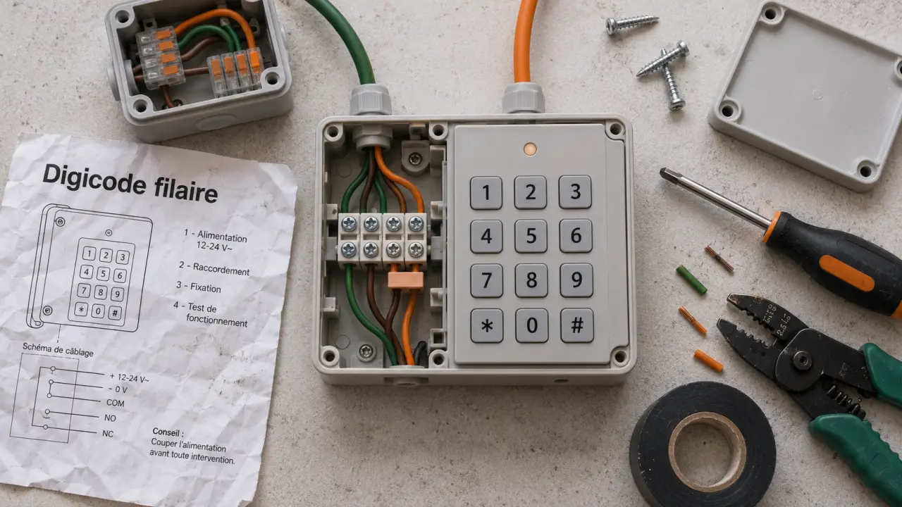 Digicode filaire : mauvais raccordement qui bloque le portail