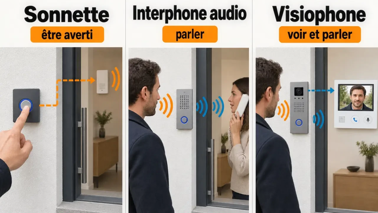 Comparaison entre sonnette interphone audio et visiophone selon leurs fonctions