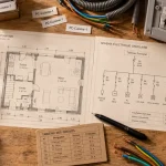 Plan pour electricite : schéma électrique unifilaire et circuits.