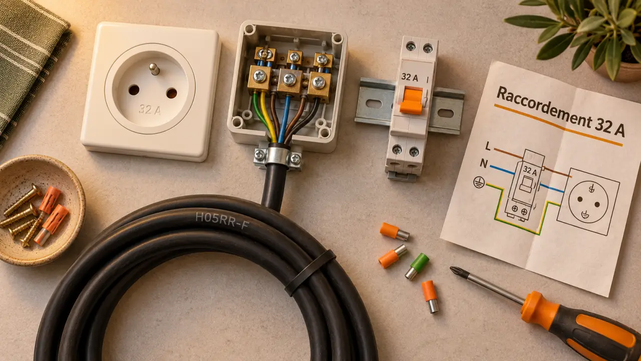 Prise cuisinière électrique avec circuit adapté 32 A