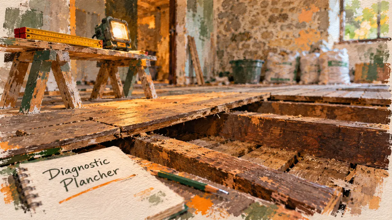 Rénovation plancher maison ancienne : diagnostic d’un plancher ancien qui penche