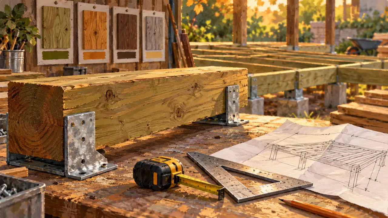 Solives en bois sur sabots métalliques pour un plancher stable